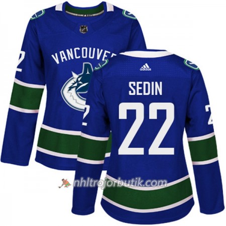 Dame Ishockey Vancouver Canucks Tröja Daniel Sedin 22 Adidas 2017-2018 Blå Authentic